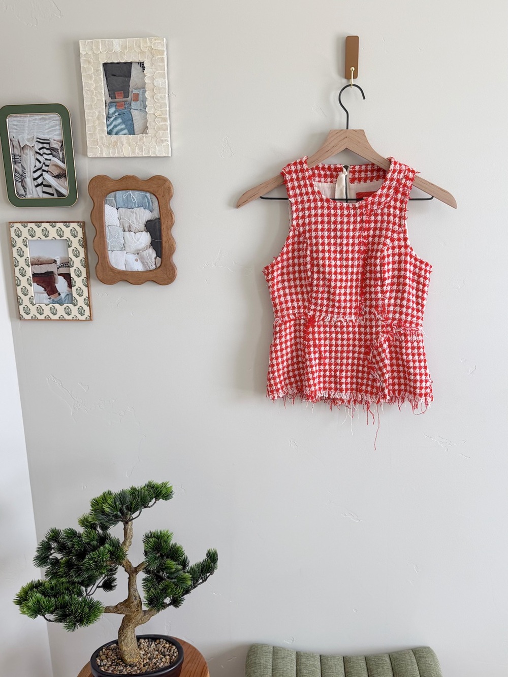 Anthropologie Tweed Houndstooth Peplum Top - Picture 2 of 5